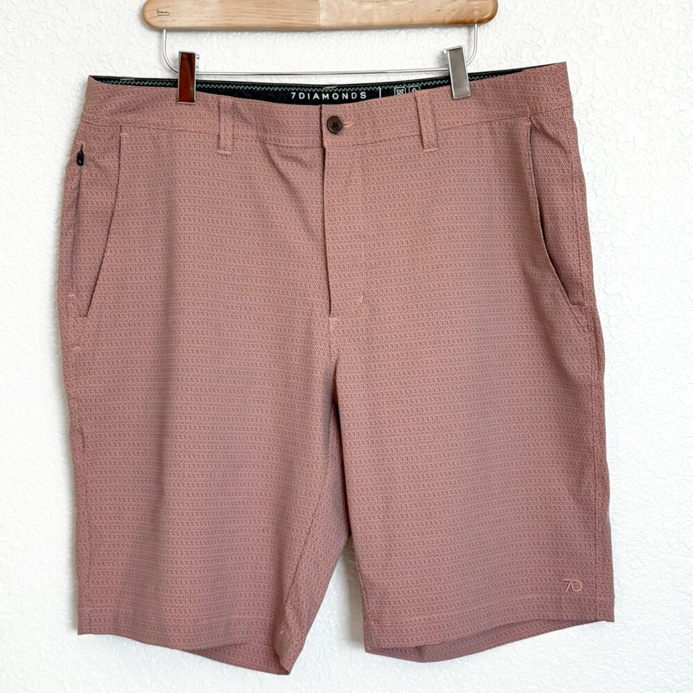 7Diamonds Stadium Performance Shorts Men's 36 Brick Red Stretch Golfcore Casual